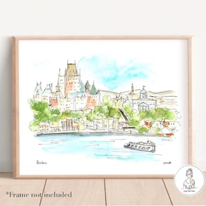 Quebec, Canada. Watercolor and Ink Illustration, 8x10 or 11x14 print