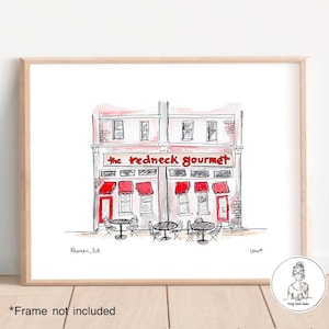 Newnan, GA - The Redneck Gourmet, Southern Landmark, Local Georgia Illustration, Coweta County, Archival Quality, 8x10, 11x14 or 16x20 print
