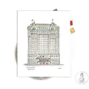 The Plaza Hotel, New York City Watercolor and Ink Art Print, NYC Art, Gallery Wall 8x10 or 11x14 ...