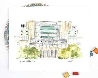 University of Tennessee stadium artwork print, College football, Graduation Gift, Archival Quality 8x10 or 11x14 print