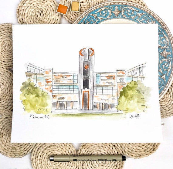 Clemson Tigers Stadium Illustration Death Valley Clemson Memorial Stadium Clemson Football Graduation Gift Archival Quality 8x10 Print