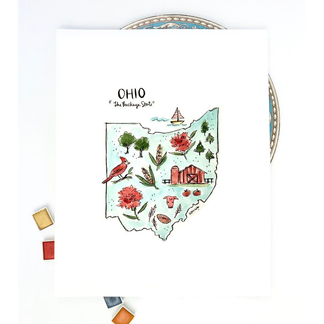 Ohio State Art Print Personalized With Your Favorite Town - Etsy