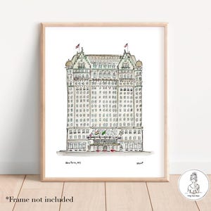 The Plaza Hotel, New York City watercolor and ink Art Print, NYC art, gallery wall, 8x10, 11x14 or 16x20 print