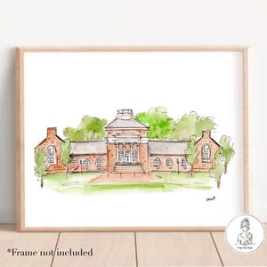 Newark, DE - Campus Art. Watercolor and Ink, Gallery Wall, Graduation Gift, Archival, 8x10, 11x14 or 16x20 Print
