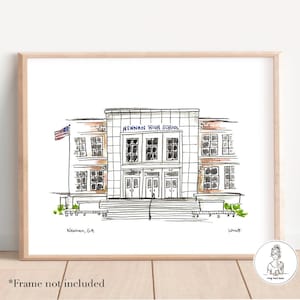 Newnan High School, centro histórico de Newnan GA, Condado de Coweta, Geórgia, qualidade de arquivo, impressão 8x10 ou 11x14
