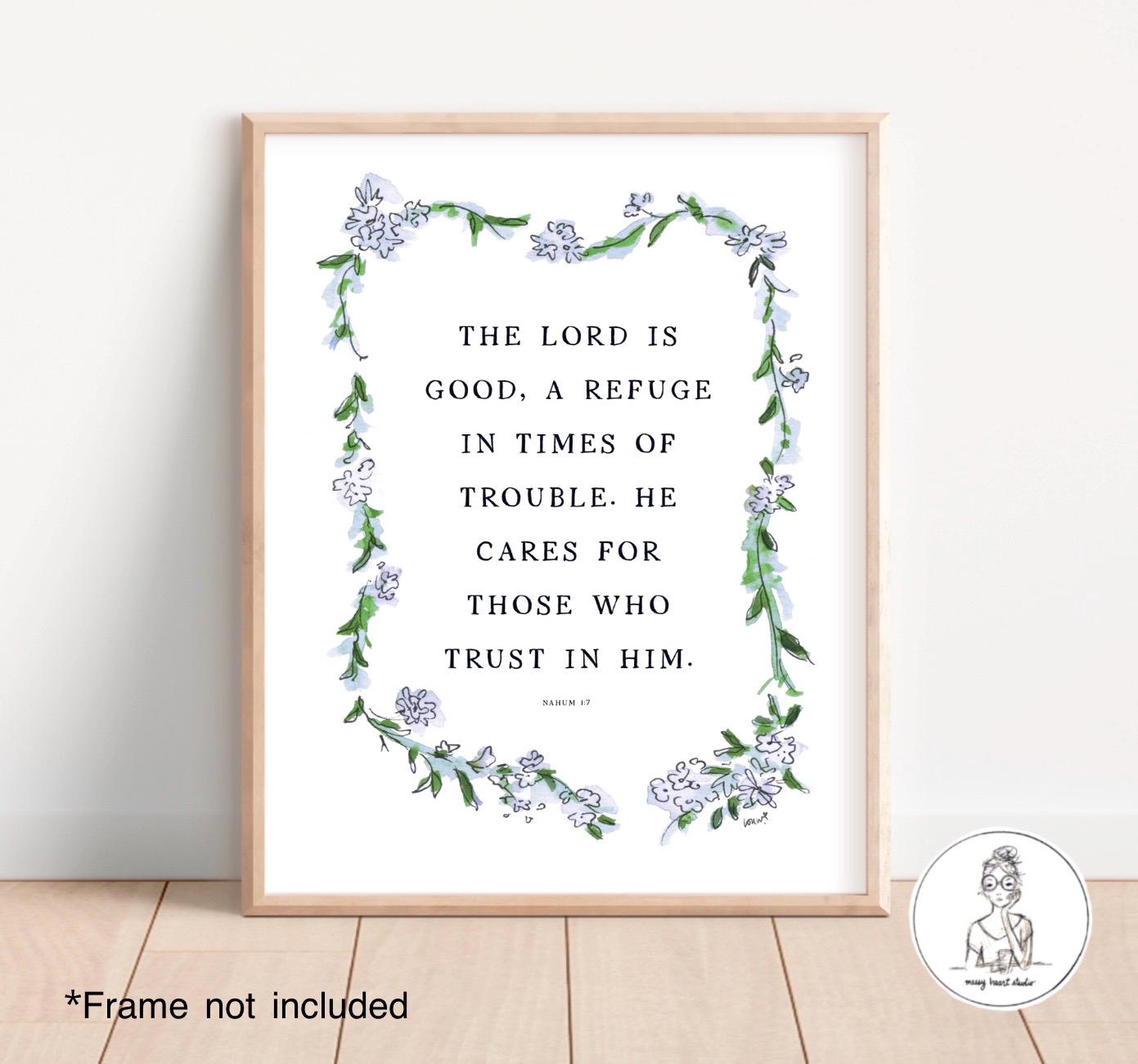 Encouragement, Bible Verse Quote, Nahum Verse, the Lord is Good, Watercolor  Print, 8x10, 11x14 or 16x20 Print - Etsy, image size:1391x1301