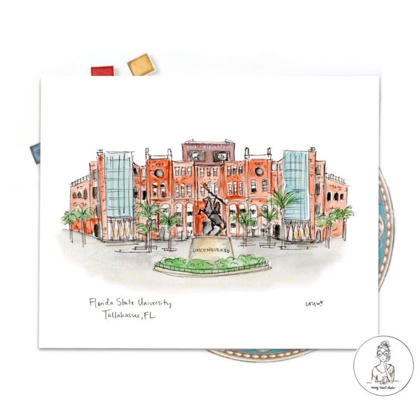 Stampa dello stadio della Florida State University, stampa Seminole Fan Gift 8x10 o 11x14