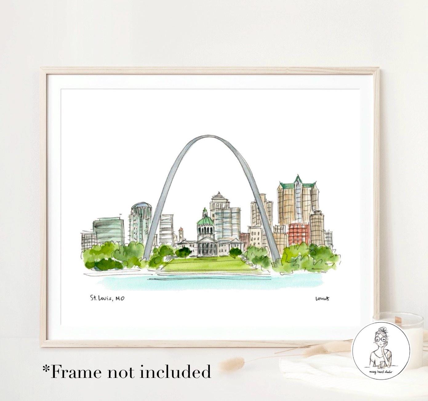 St. Louis, Missouri, Gallery Wall Art, Watercolor and Ink, 8x10, 11x14 or 16x20 print