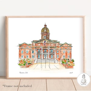 Coweta County Courthouse, Newnan, Georgia, Gallery Wall Art, Personalized, Historic Square Downtown Newnan, 8x10, 11x14 or 16x20 print