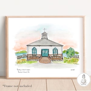 Pawleys Island Cape, South Carolina Kunst, Aquarell & Tusche, 20x26, 11x14 oder 16x20 Druck