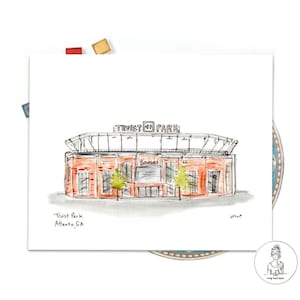 Truist Park Stadium, Braves, Atlanta, Géorgie, portrait illustration aquarelle, art du stade, art du baseball, impression 8 x 10 ou 11 x 14