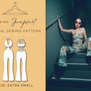 Naria Jumpsuit Knit Stretch PDF Sewing Pattern for Special Occasions & Dance | Size Extra Small