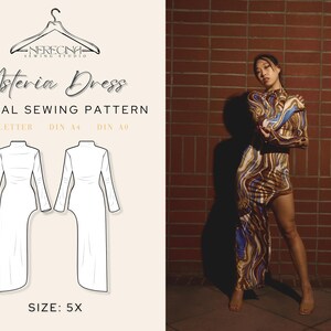 Asteria Dress for Special Occasions Knit Stretch PDF Sewing Pattern | Size 5X