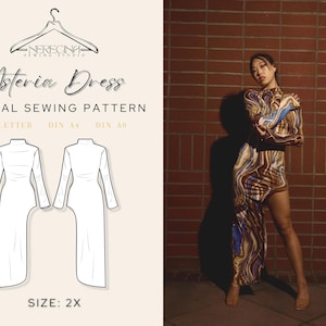 Asteria Dress for Special Occasions Knit Stretch PDF Sewing Pattern | Size 2X