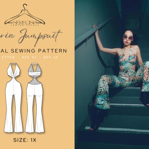 Naria Jumpsuit Knit Stretch PDF Sewing Pattern for Special Occasions & Dance | Size 1X