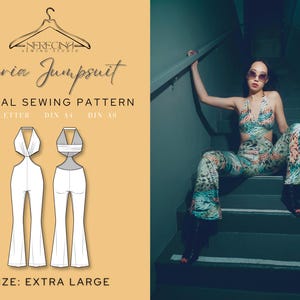 Naria Jumpsuit Knit Stretch PDF Sewing Pattern for Special Occasions & Dance | Size Extra Large