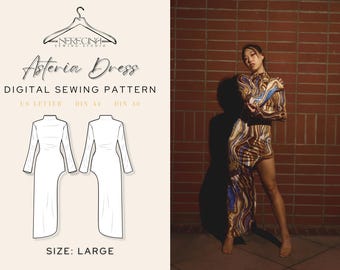 Asteria Dress for Special Occasions Knit Stretch PDF Sewing Pattern | Size Large