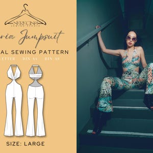 Naria Jumpsuit Knit Stretch PDF Sewing Pattern for Special Occasions & Dance | Size Large