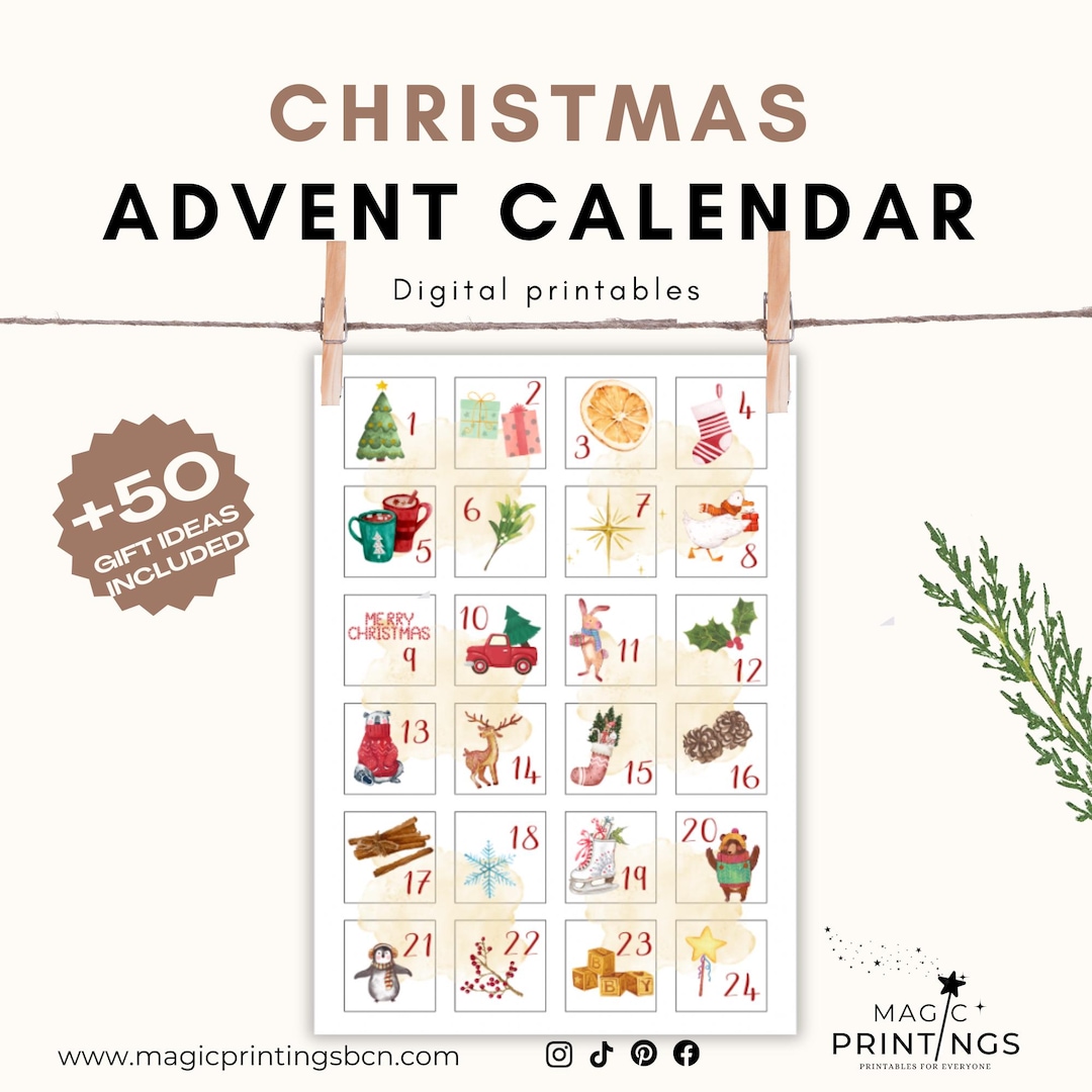 Printable Watercolor Advent Calendar Beautiful Christmas Themed Designs