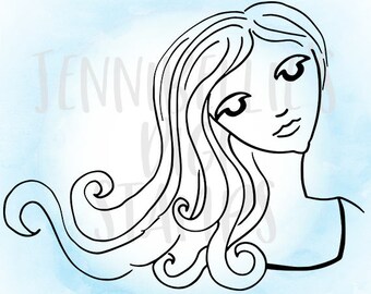 Simple Girl Digi Stamp #2 by Jennibellie