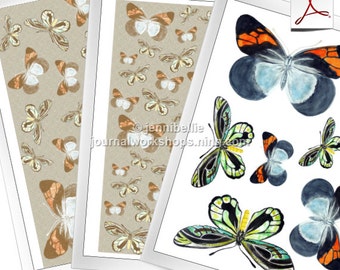 Découpes de papillons et ensemble de téléchargement numérique de papier à motifs