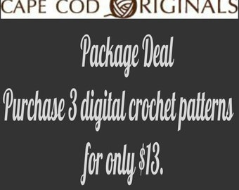 Package deal 3 digital crochet pattern pack for only 13dollars