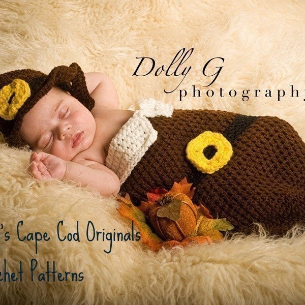 Baby Pilgrim Crochet Pattern Cocoon and Hat Set PDF 240