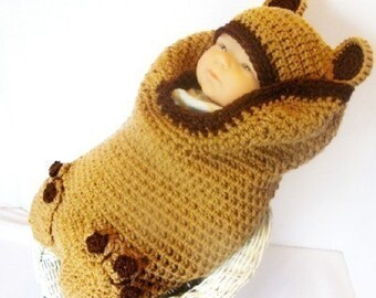 Brown Bear crochet pattern Cocoon and Hat Set pdf 140