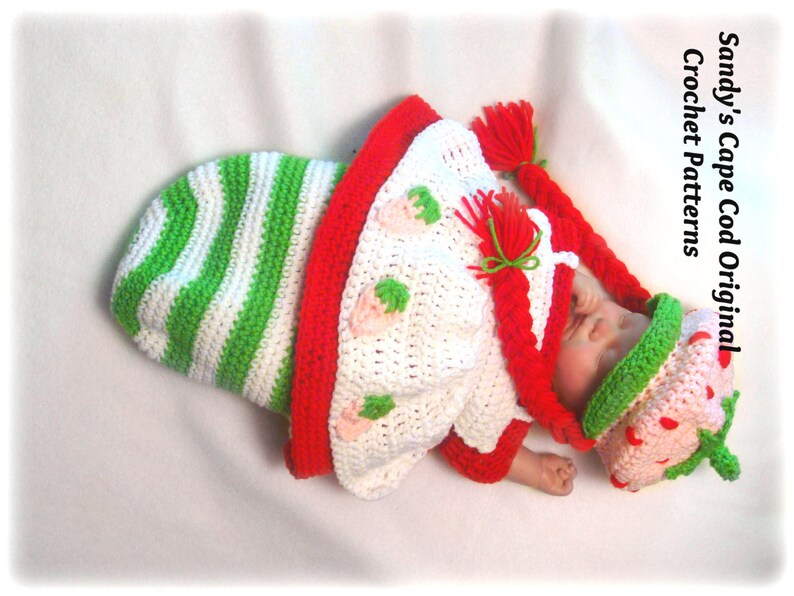 Strawberry Babycake Crochet Pattern Cocoon and Hat Set PDF 700 image 1