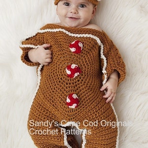 Unisex Gingerbread Bunting and Hat Set Crochet Pattern PDF 242 Great photo prop pictures 2sizes image 2