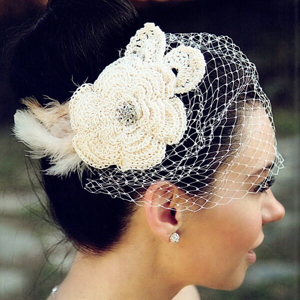 SOC 001 Flower and Feathers Birdcage Veil