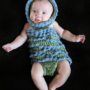 Hydrangea Bonnet and Body Suit Photo Prop Set Crochet Pattern PDF 611 image 1