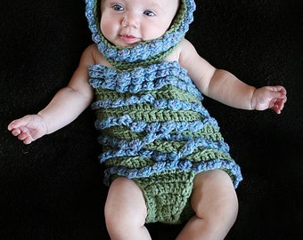 Hydrangea Bonnet and Body Suit Photo Prop Set Crochet Pattern PDF 611