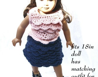 Doll Skirt and Top Crochet Pattern to Fit 18inch Dolls PDF 139