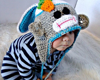 Easter Bunny Sock Monkey Hat Crochet Pattern PDF 527