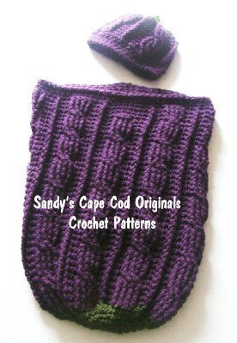 Eggplant Cocoon and Beanie Worsted Weight Version PDF Crochet Pattern 323 image 2