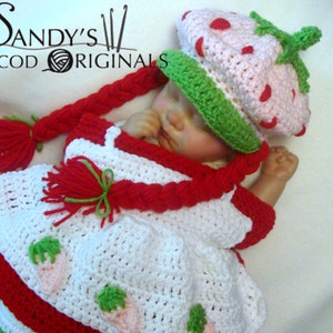 Strawberry Babycake Crochet Pattern Cocoon and Hat Set PDF 700 image 2