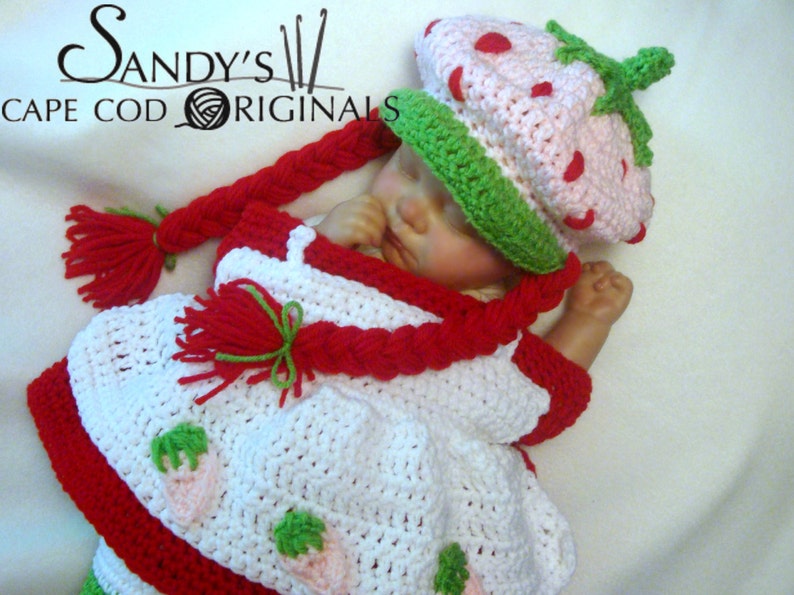 Strawberry Babycake Crochet Pattern Cocoon and Hat Set PDF 700 image 2