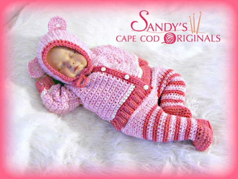 Animal Hooded Cardigan and Pants with Attached Booties Crochet Pattern PDF 639 image 1