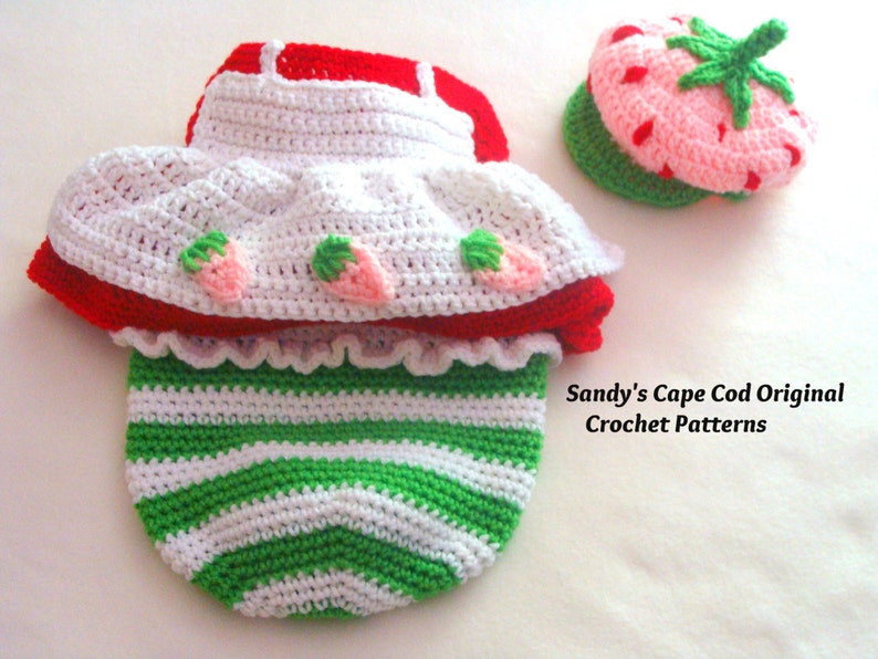 Strawberry Babycake Crochet Pattern Cocoon and Hat Set PDF 700 image 4