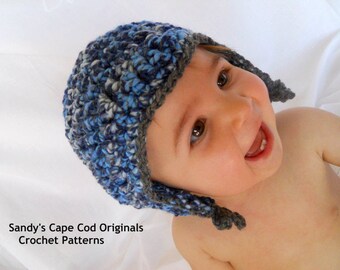 Chunky Unisex Pilot Hat Crochet Pattern PDF 447 up to size 18months