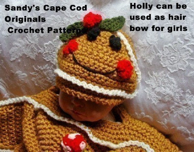 Unisex Gingerbread Bunting and Hat Set Crochet Pattern PDF 242 Great photo prop pictures 2sizes image 3