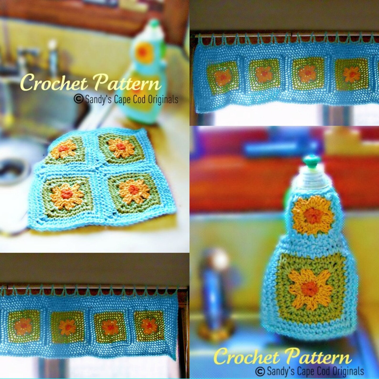 Slow Cooker Flower Pattern Flower Kitchen Set Crochet Pattern PDF 533 - Etsy