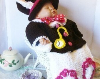 I Am Late For A Very Important Date Rabbit Hatter Cocoon and Hat Crochet Pattern PDF 385