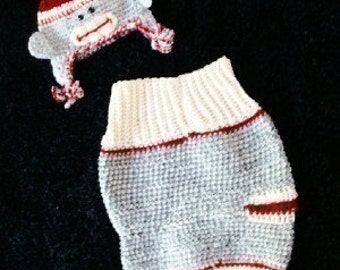 Sock Monkey Cocoon and Hat Set Crochet Pattern pdf 411