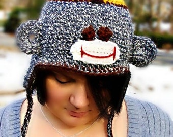 Giraffe Sock Monkey Hat Crochet Pattern PDF 528