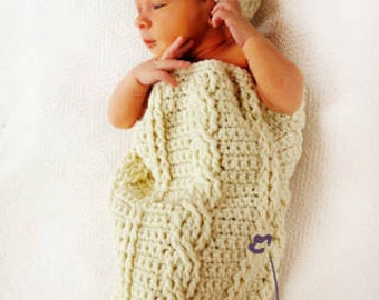 Fisherman Crochet Pattern Cable Cocoon and Hat Set  PDF 174