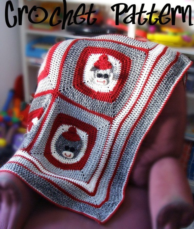 Sock Monkey Afghan Crochet Pattern PDF 524 | Etsy