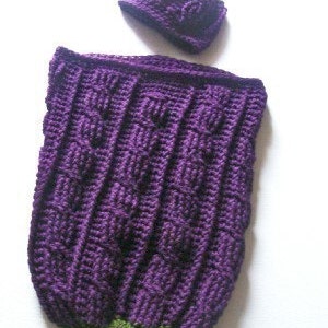 Eggplant Cocoon and Beanie Worsted Weight Version PDF Crochet Pattern 323 image 4