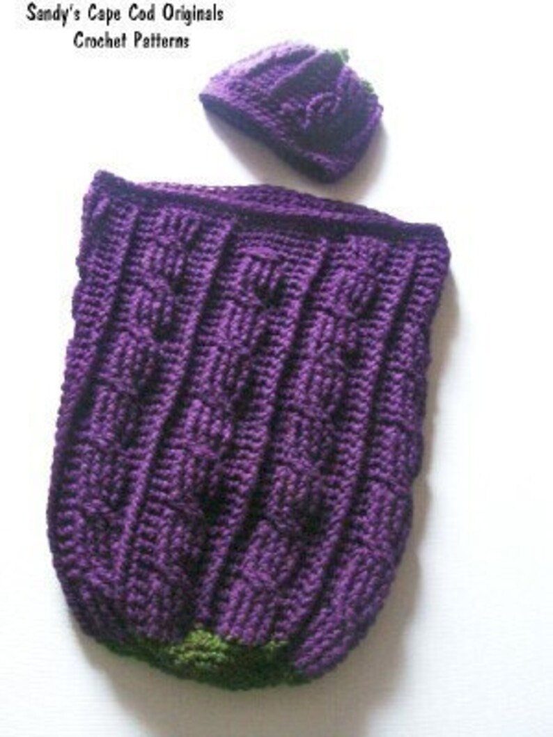 Eggplant Cocoon and Beanie Worsted Weight Version PDF Crochet Pattern 323 image 4